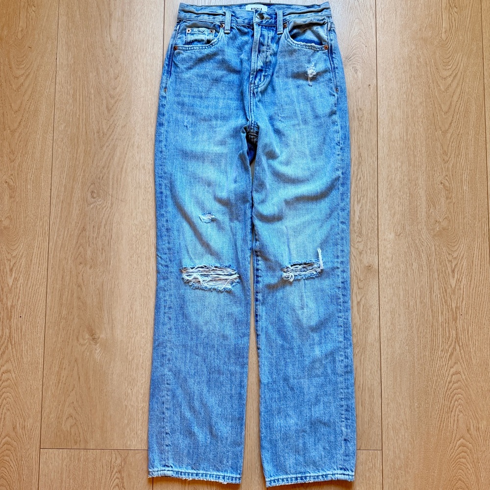 Pistola Light Blue Distressed lightweight Straight leg High Rise Jeans size 25 - Picture 5 of 12